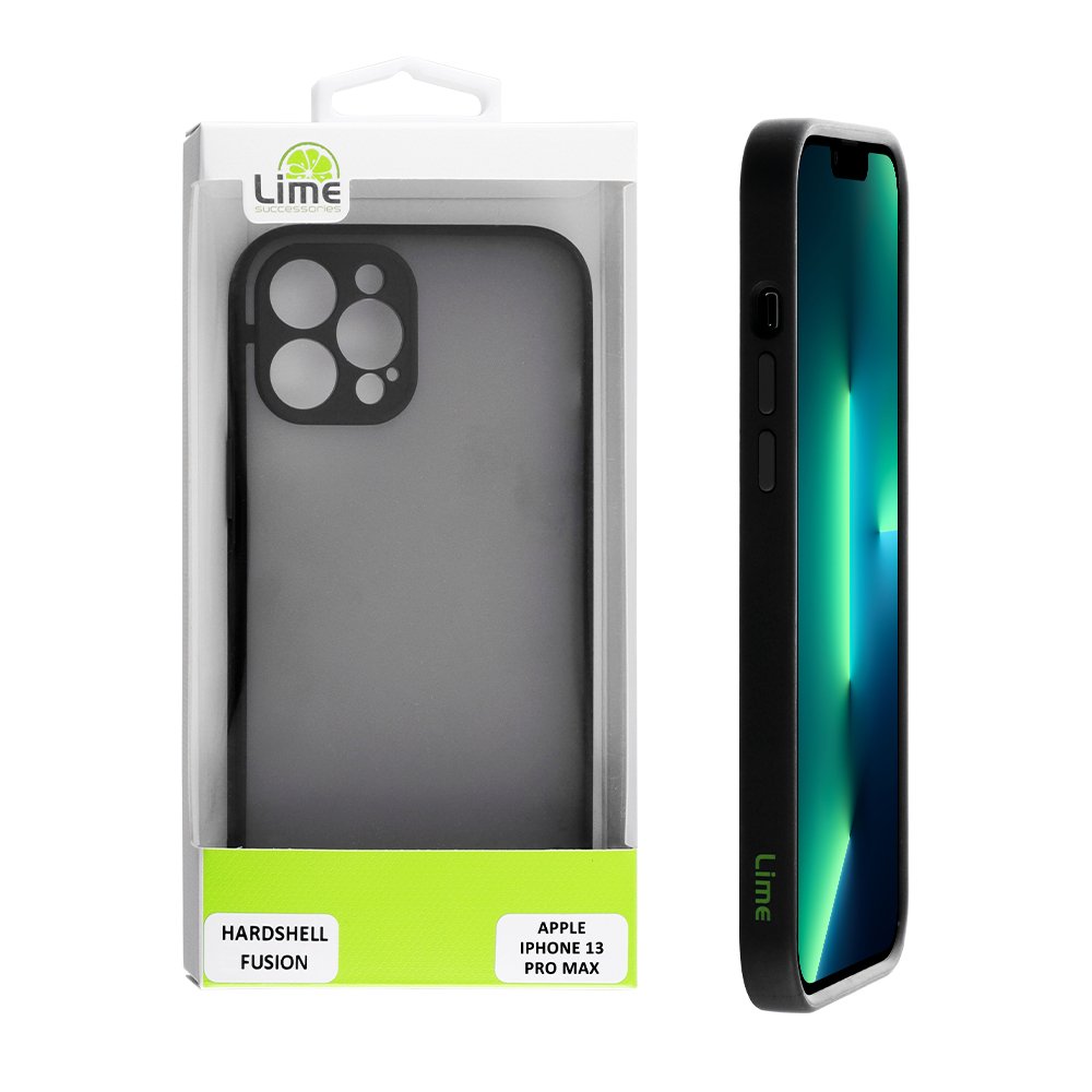 LIME ΘΗΚΗ IPHONE 13 PRO MAX 6.7" HARDSHELL FUSION FULL CAMERA PROTECTION BLACK WITH BLACK KEYS