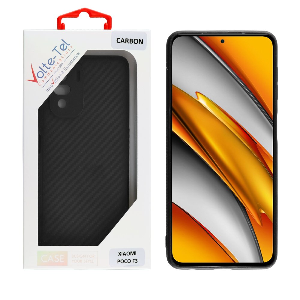 VOLTE-TEL ΘΗΚΗ XIAOMI POCO F3 6.67" CARBON CAMERA PROTECTIVE BLACK
