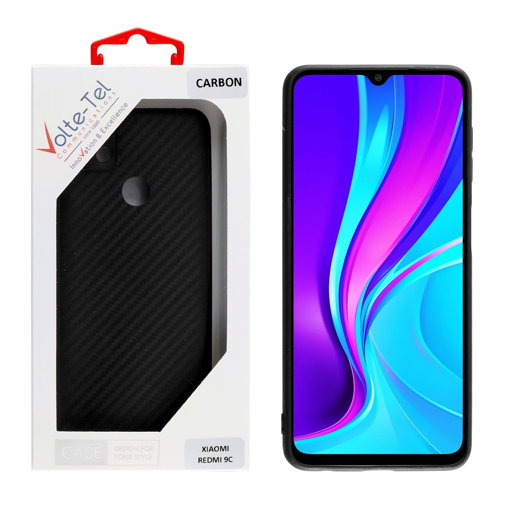 VOLTE-TEL ΘΗΚΗ XIAOMI REDMI 9C 6.53" CARBON CAMERA PROTECTIVE BLACK