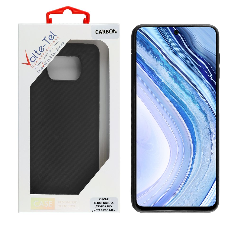 VOLTE-TEL ΘΗΚΗ XIAOMI REDMI NOTE 9S/NOTE 9 PRO/NOTE 9 PRO MAX 6.67" CARBON CAMERA PROTECTIVE BLACK