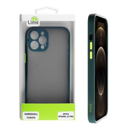 LIME ΘΗΚΗ IPHONE 12 PRO 6.1" HARDSHELL FUSION FULL CAMERA PROTECTION DARK GREEN WITH YELLOW KEYS