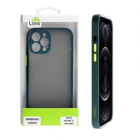 LIME ΘΗΚΗ IPHONE 12 PRO MAX 6.7" HARDSHELL FUSION FULL CAMERA PROTECTION DARK GREEN WITH YELLOW KEYS