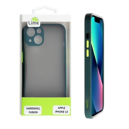 LIME ΘΗΚΗ IPHONE 13 6.1" HARDSHELL FUSION FULL CAMERA PROTECTION DARK GREEN WITH YELLOW KEYS