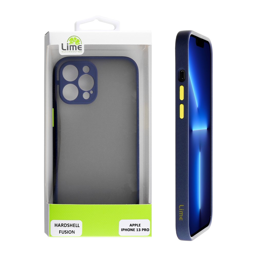 LIME ΘΗΚΗ IPHONE 13 PRO 6.1" HARDSHELL FUSION FULL CAMERA PROTECTION BLUE WITH YELLOW KEYS