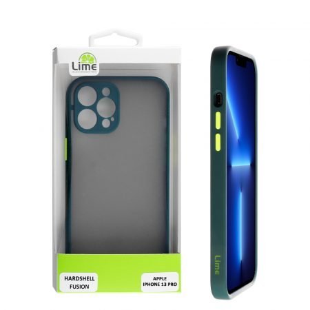 LIME ΘΗΚΗ IPHONE 13 PRO 6.1" HARDSHELL FUSION FULL CAMERA PROTECTION DARK GREEN WITH YELLOW KEYS
