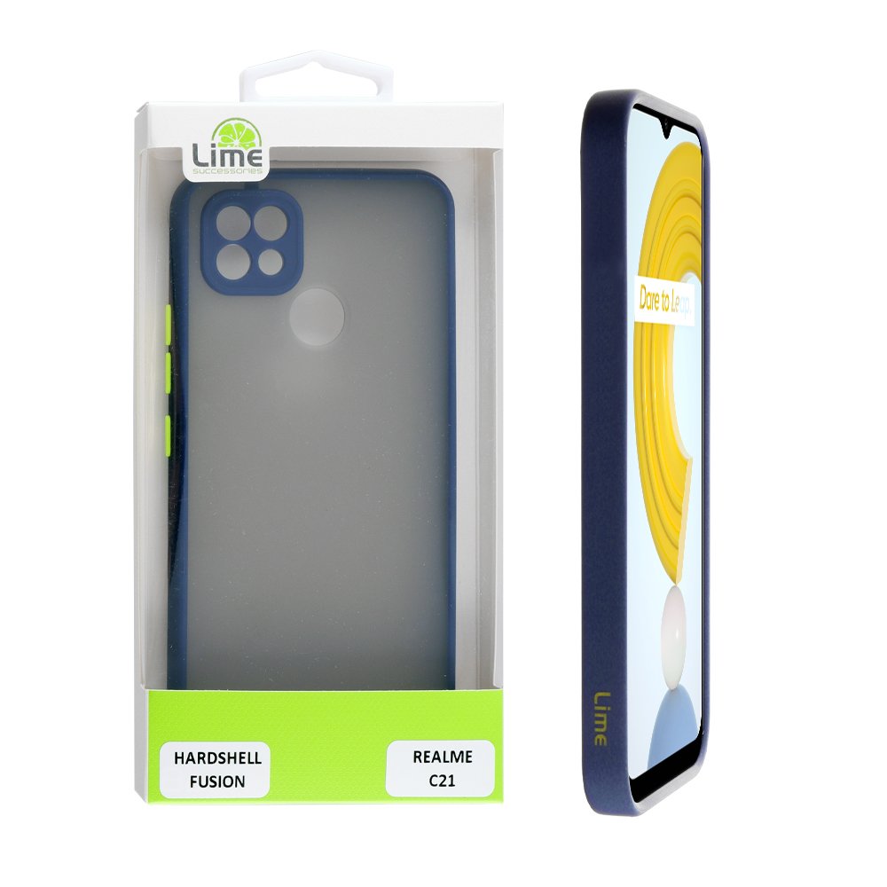 LIME ΘΗΚΗ REALME C21 6.5" HARDSHELL FUSION FULL CAMERA PROTECTION BLUE WITH YELLOW KEYS