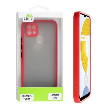 LIME ΘΗΚΗ REALME C21 6.5" HARDSHELL FUSION FULL CAMERA PROTECTION RED WITH BLACK KEYS
