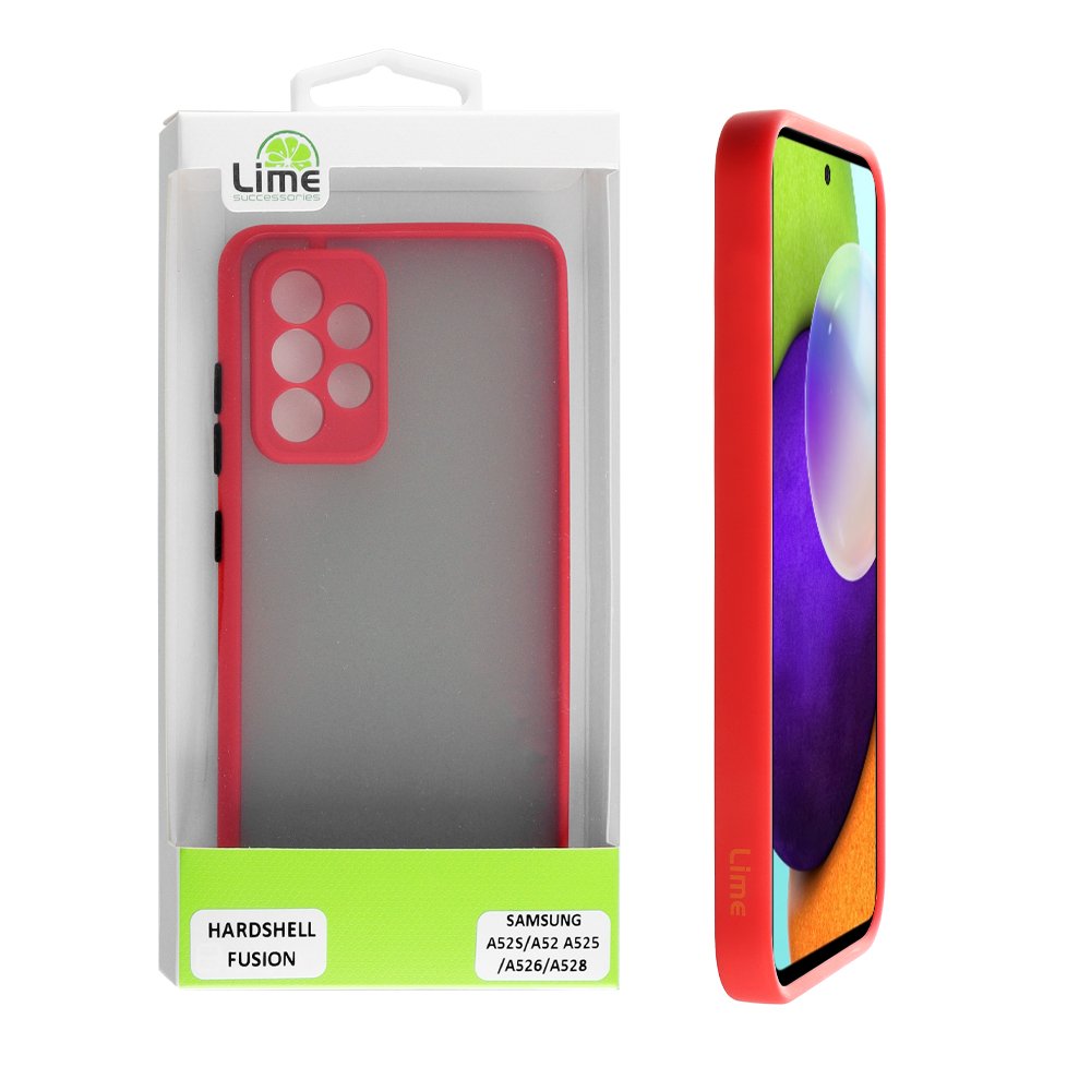 LIME ΘΗΚΗ SAMSUNG A52S/A52 A525/A526/A528 6.5" HARDSHELL FUSION FULL CAMERA PROTECTION RED WITH BLACK KEYS