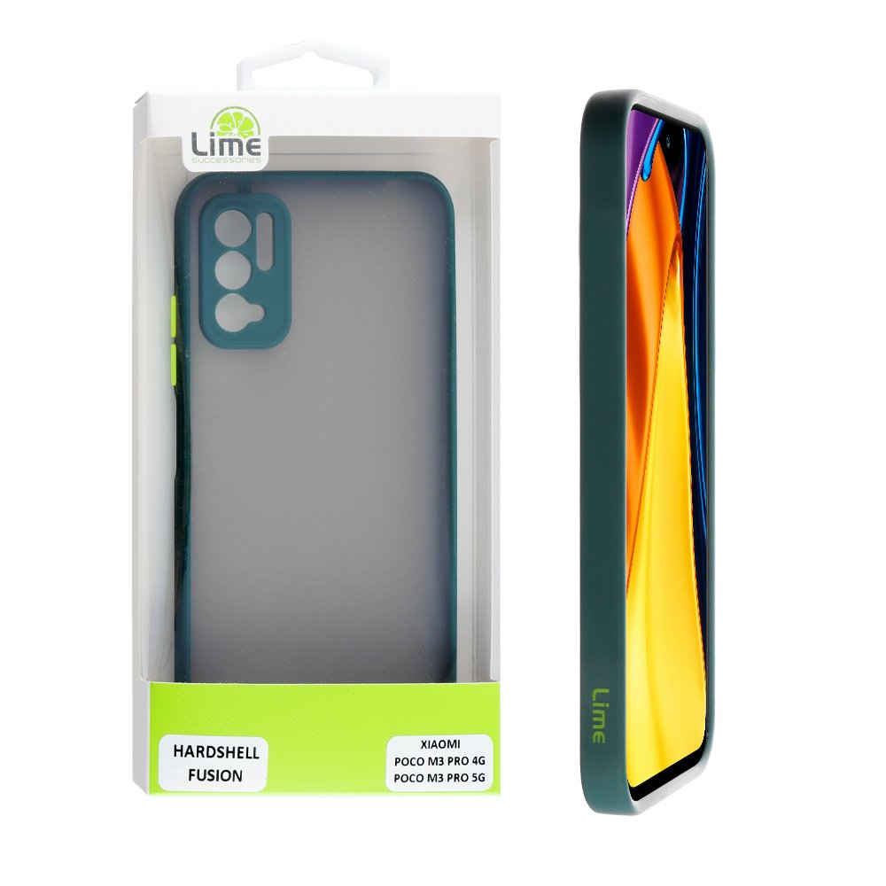 LIME ΘΗΚΗ XIAOMI POCO M3 PRO 4G/POCO M3 PRO 5G 6.5" HARDSHELL FUSION FULL CAMERA PROTECTION DARK GREEN WITH YELLOW KEYS