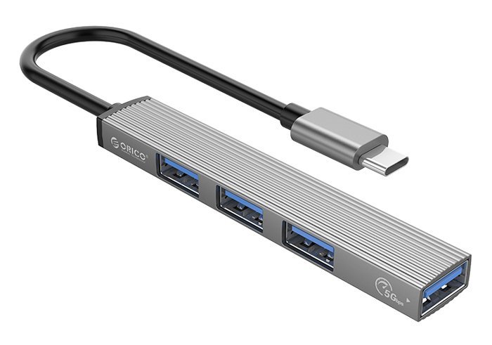 ORICO USB hub AH-13, 4x θυρών, 5Gbps, USB-C σύνδεση, γκρι