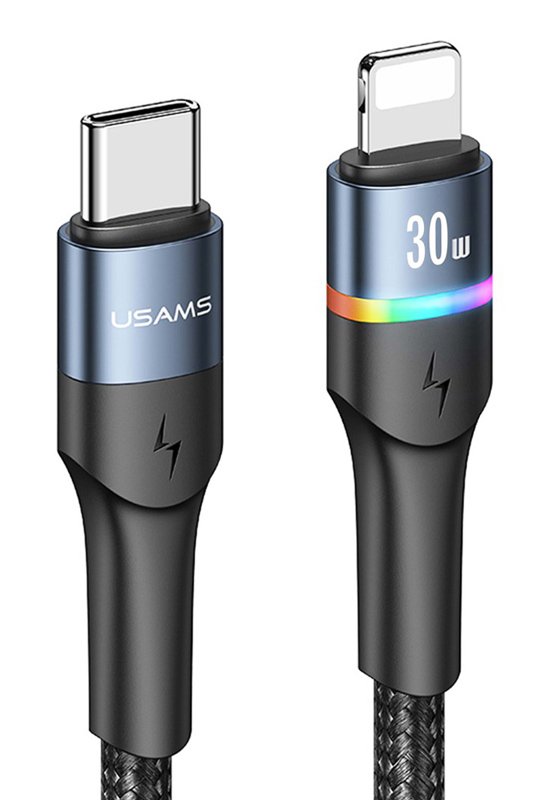 USAMS καλώδιο Lightning σε USB Type-C US-SJ538, 20W, PD, 1.2m, μαύρο