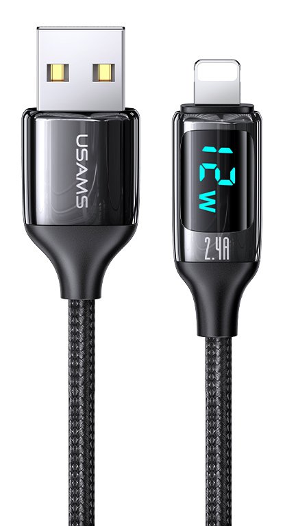 USAMS καλώδιο Lightning σε USB US-SJ543, 12W, 1.2m, μαύρο