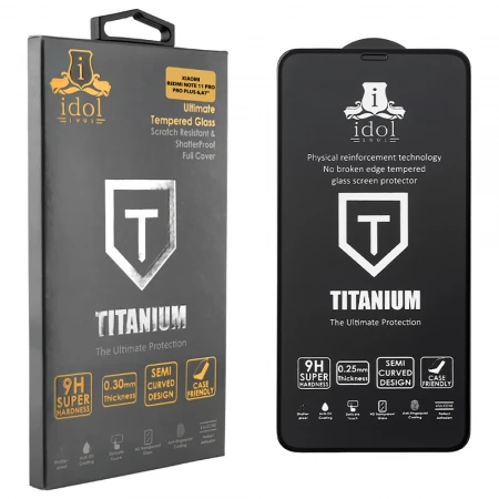 IDOL 1991 TEMPERED GLASS XIAOMI REDMI NOTE 11 PRO/PRO PLUS 6,67" 9H 0.25mm TITANIUM SEMI CURVED FULL GLUE BLACK