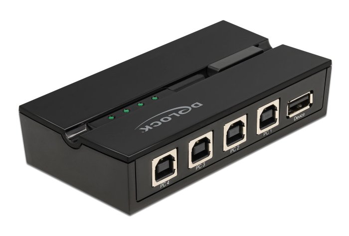 DELOCK USB 2.0 switch 11493, 4x USB Type B σε USB, με μαγνήτη, μαύρο
