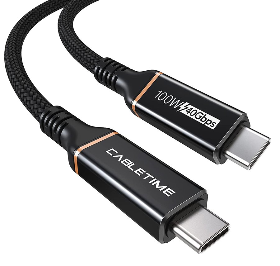CABLETIME καλώδιο USB Type-C CT-USB4, 100W, 8K, 40Gbps, 2m, μαύρο