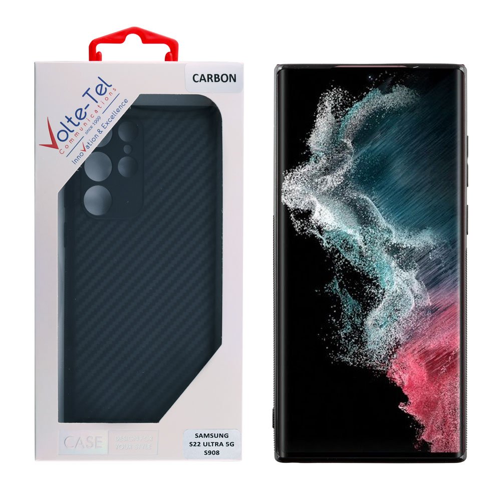 VOLTE-TEL ΘΗΚΗ SAMSUNG S22 ULTRA 5G S908 6.8" CARBON CAMERA PROTECTIVE BLACK