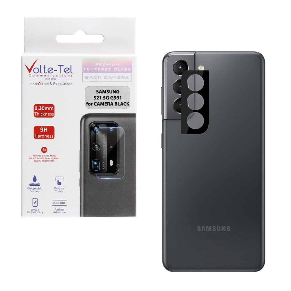 VOLTE-TEL TEMPERED GLASS SAMSUNG S21 5G G991 6.2" 9H 0.25mm 3D CURVED FOR CAMERA BLACK