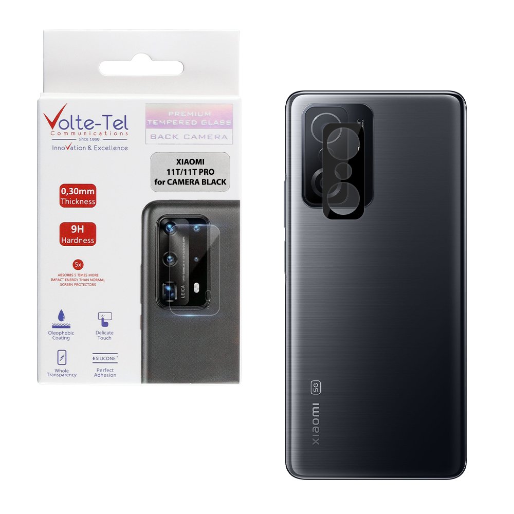VOLTE-TEL TEMPERED GLASS XIAOMI 11T/11T PRO 6.67" 9H 0.25mm 3D CURVED FOR CAMERA BLACK