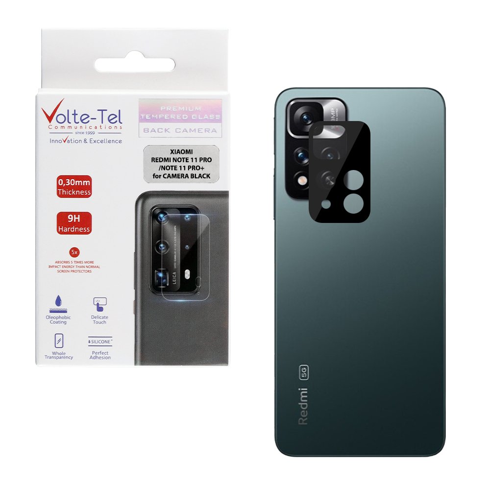 VOLTE-TEL TEMPERED GLASS XIAOMI REDMI NOTE 11 PRO+ 6.67" 9H 0.25mm 3D CURVED FOR CAMERA BLACK
