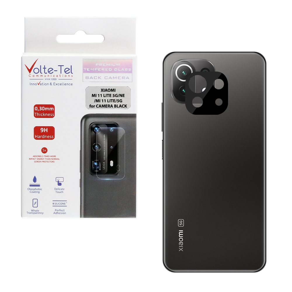 VOLTE-TEL TEMPERED GLASS XIAOMI 11 LITE 5G NE/MI 11 LITE/MI 11 LITE 5G 6.55" 9H 0.25mm 3D CURVED FOR CAMERA BLACK