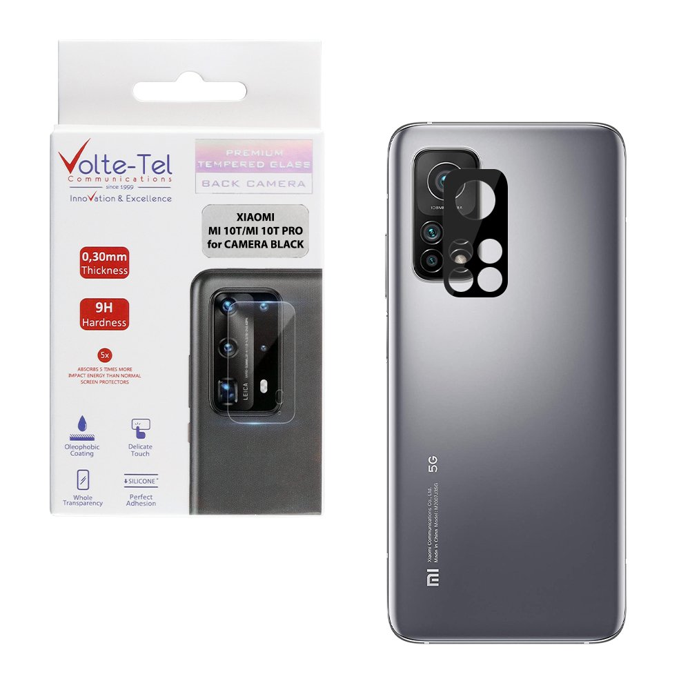 VOLTE-TEL TEMPERED GLASS XIAOMI MI 10T PRO 5G/MI 10T 5G 6.67" 9H 0.25mm 3D CURVED FOR CAMERA BLACK