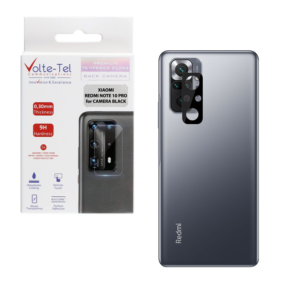 VOLTE-TEL TEMPERED GLASS XIAOMI REDMI NOTE 10 PRO 6.67" 9H 0.25mm 3D CURVED FOR CAMERA BLACK