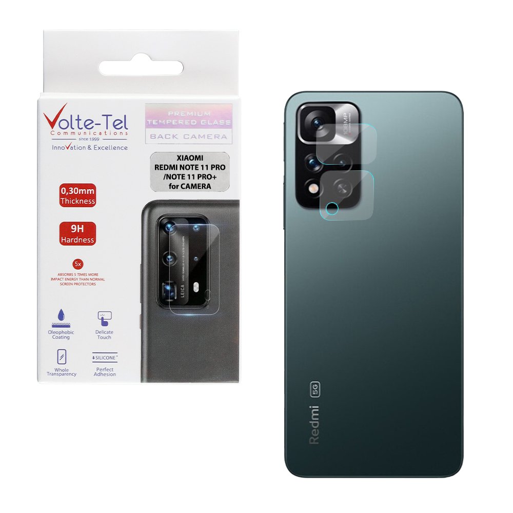 VOLTE-TEL TEMPERED GLASS XIAOMI REDMI NOTE 11 PRO+ 6.67" 9H 0.30mm FOR CAMERA TRANSPARENT 2 PCS