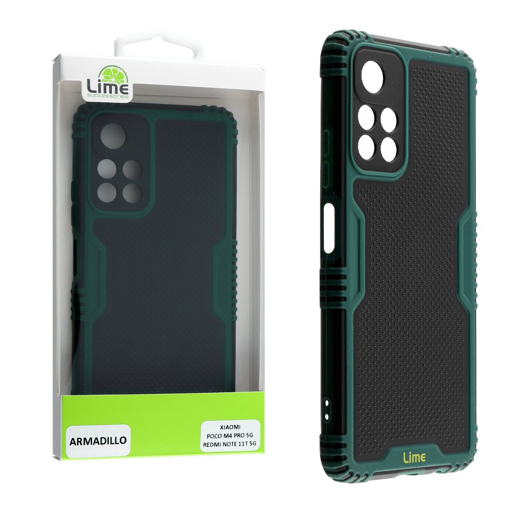 LIME ΘΗΚΗ XIAOMI POCO M4 PRO 5G/REDMI NOTE 11T 5G 6.6" ARMADILLO FULL CAMERA PROTECTION GREEN