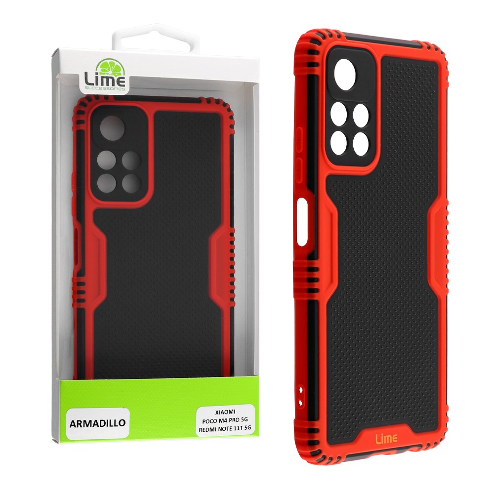 LIME ΘΗΚΗ XIAOMI POCO M4 PRO 5G/REDMI NOTE 11T 5G 6.6" ARMADILLO FULL CAMERA PROTECTION RED
