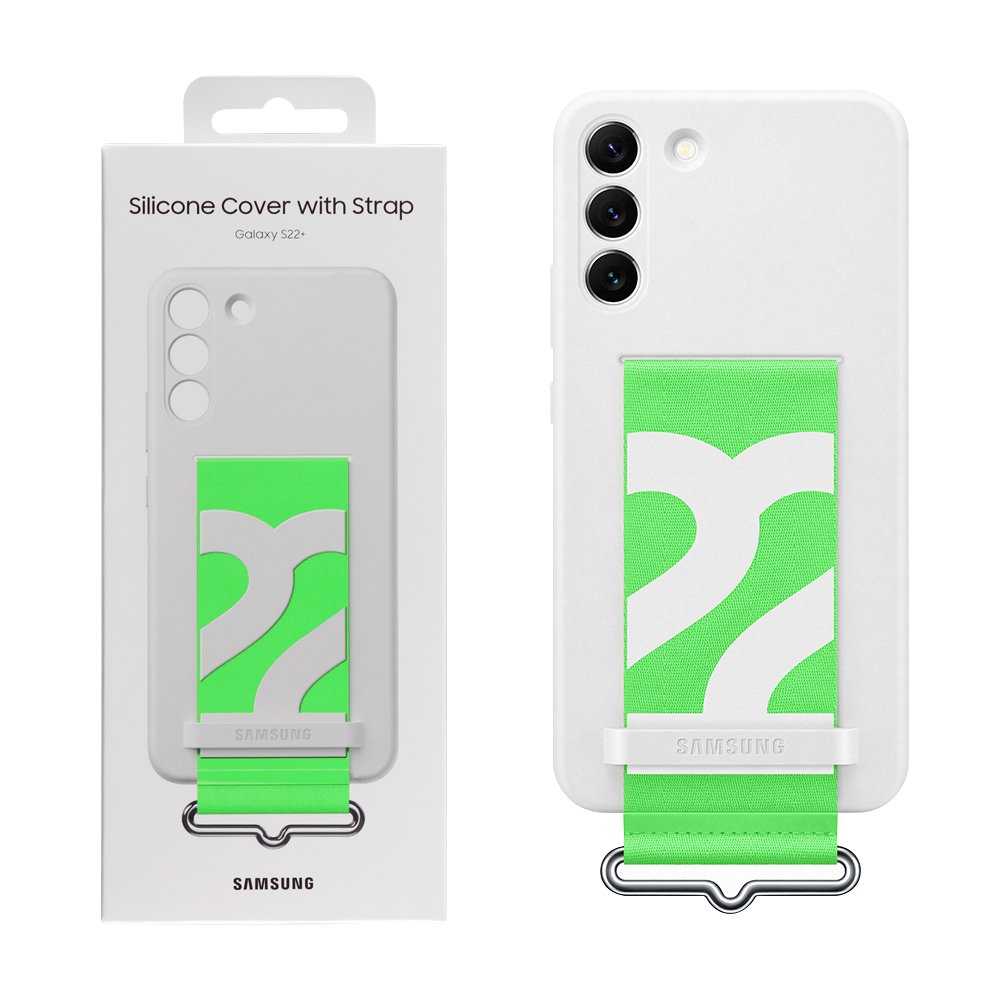 ΘΗΚΗ SAMSUNG S22 PLUS 5G S906 SILICONE COVER WITH STRAP EF-GS906TWEGWW WHITE PACKING OR