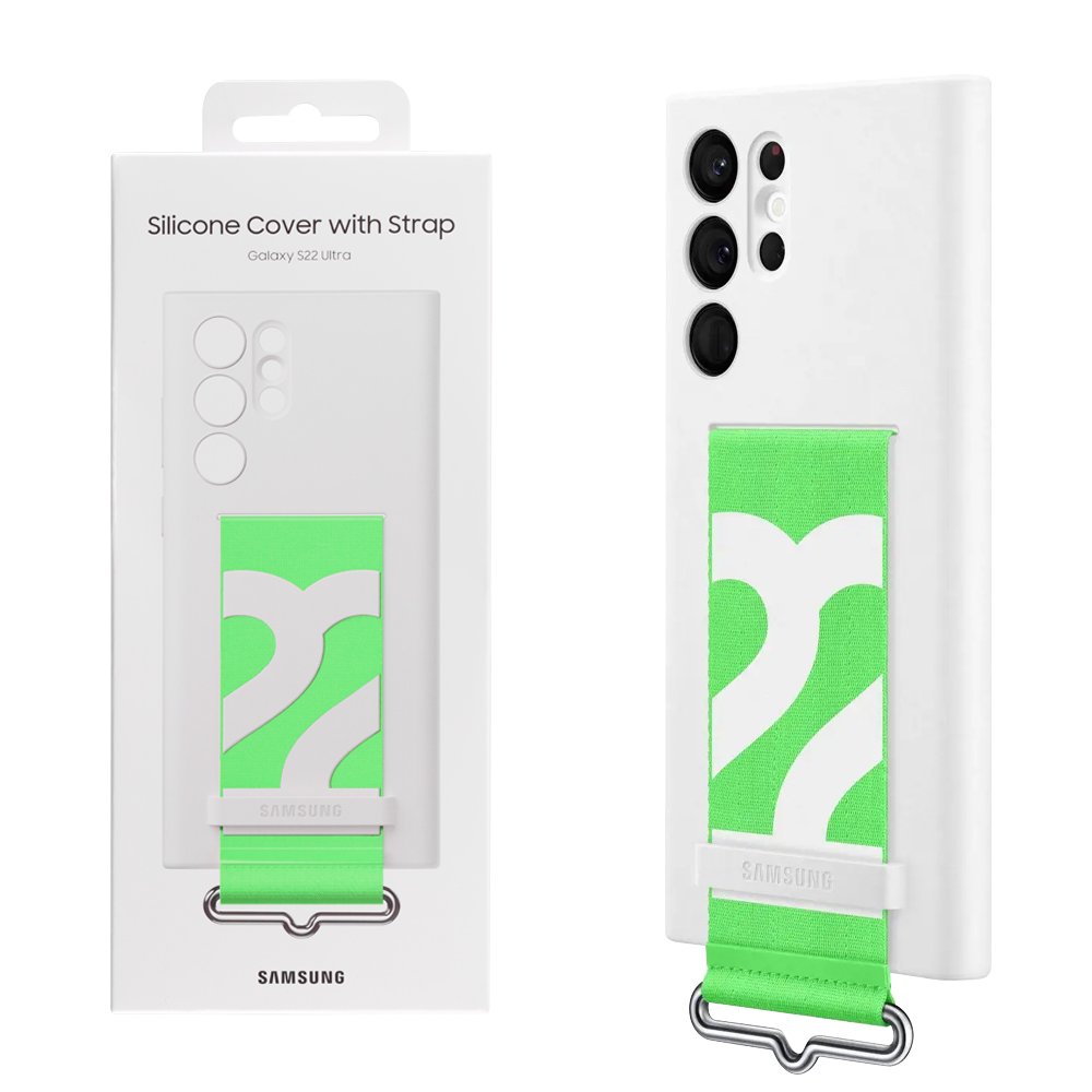 ΘΗΚΗ SAMSUNG S22 ULTRA 5G S908 SILICONE COVER WITH STRAP EF-GS908TWEGWW WHITE PACKING OR