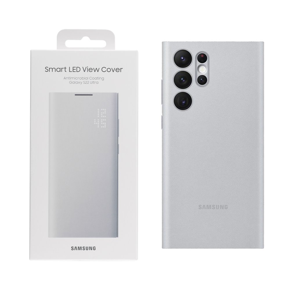 ΘΗΚΗ SAMSUNG S22 ULTRA 5G S908 LED VIEW COVER EF-NS908PJEGEE LIGHT GREY PACKING OR