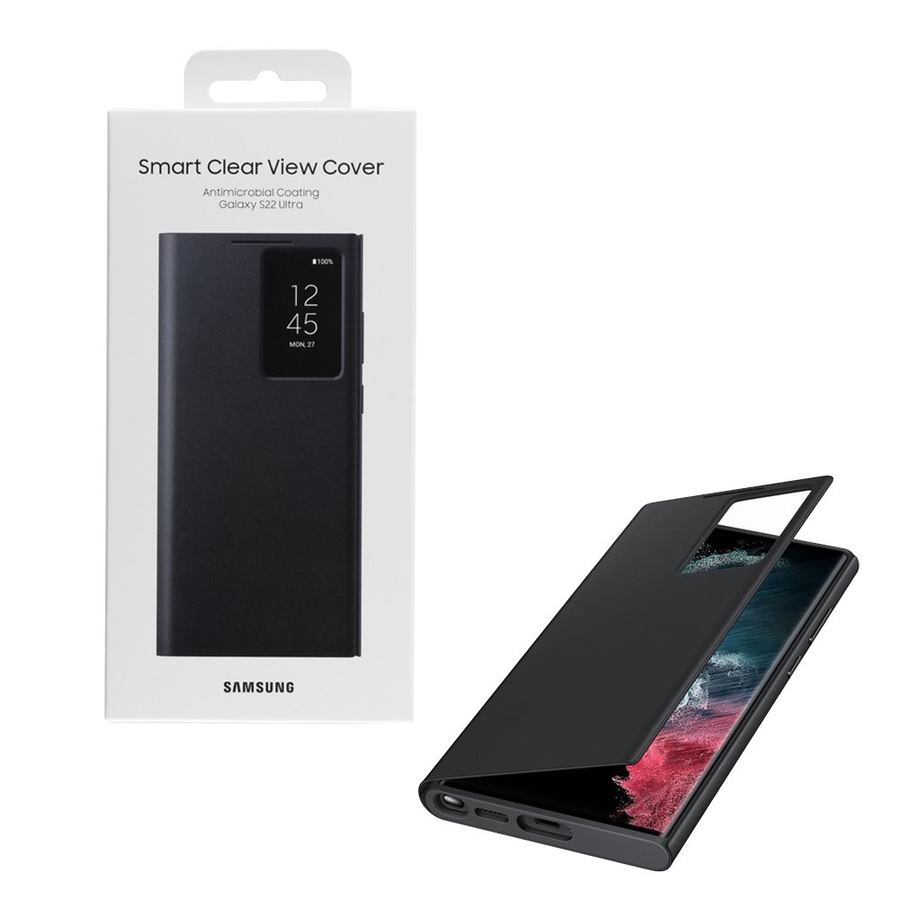ΘΗΚΗ SAMSUNG S22 ULTRA 5G S908 CLEAR VIEW COVER EF-ZS908CBEGEE BLACK PACKING OR