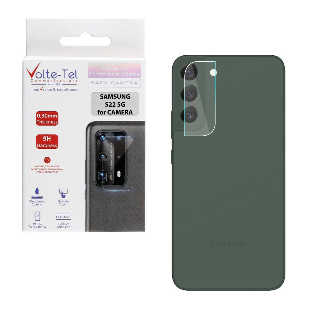 VOLTE-TEL TEMPERED GLASS SAMSUNG S22 5G 6.1" 9H 0.30mm FOR CAMERA