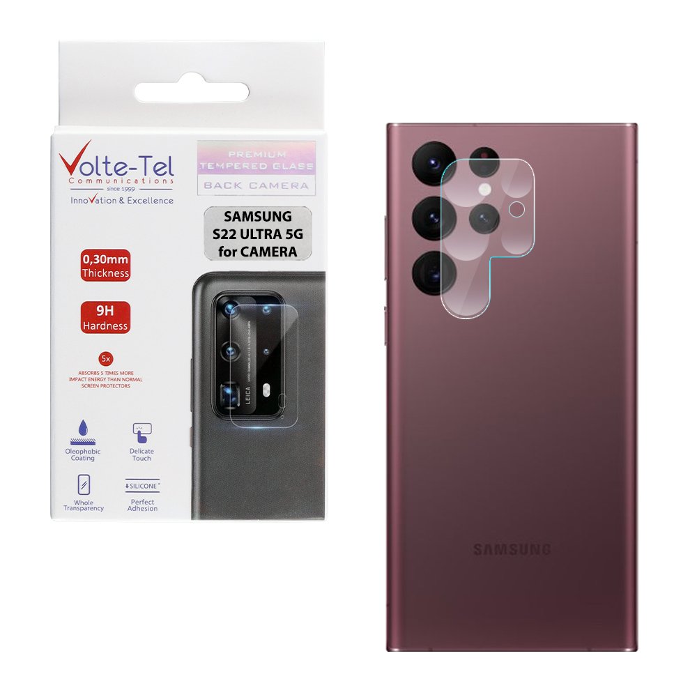 VOLTE-TEL TEMPERED GLASS SAMSUNG S22 ULTRA 5G 6.8" 9H 0.60mm FOR CAMERA