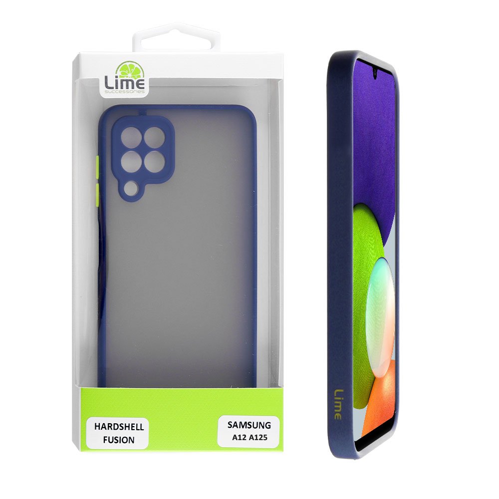 LIME ΘΗΚΗ SAMSUNG A12 A125/A12 NACHO A127 6.5" HARDSHELL FUSION FULL CAMERA PROTECTION BLUE WITH YELLOW KEYS
