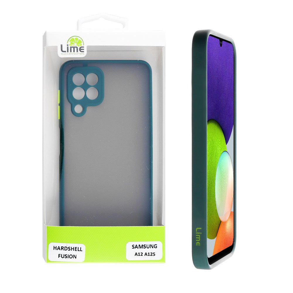 LIME ΘΗΚΗ SAMSUNG A12 A125/A12 NACHO A127 6.5" HARDSHELL FUSION FULL CAMERA PROTECTION GREEN WITH YELLOW KEYS