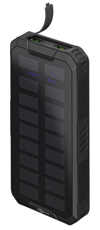 GOOBAY ηλιακό power bank 53934 με φακό, 20000mAh, 3x output, 18W, μαύρο