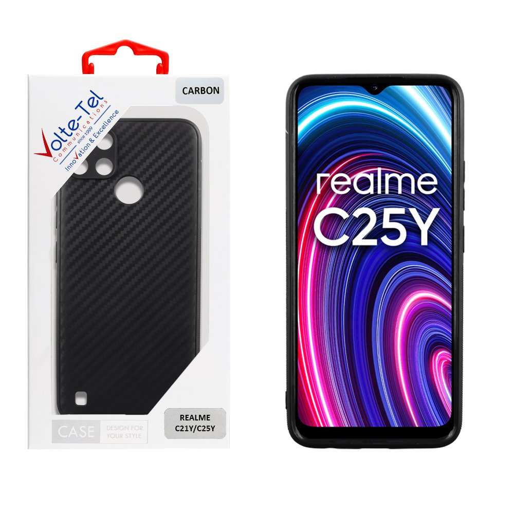 VOLTE-TEL ΘΗΚΗ REALME C21Y/C25Y 6.5" CARBON CAMERA PROTECTIVE BLACK