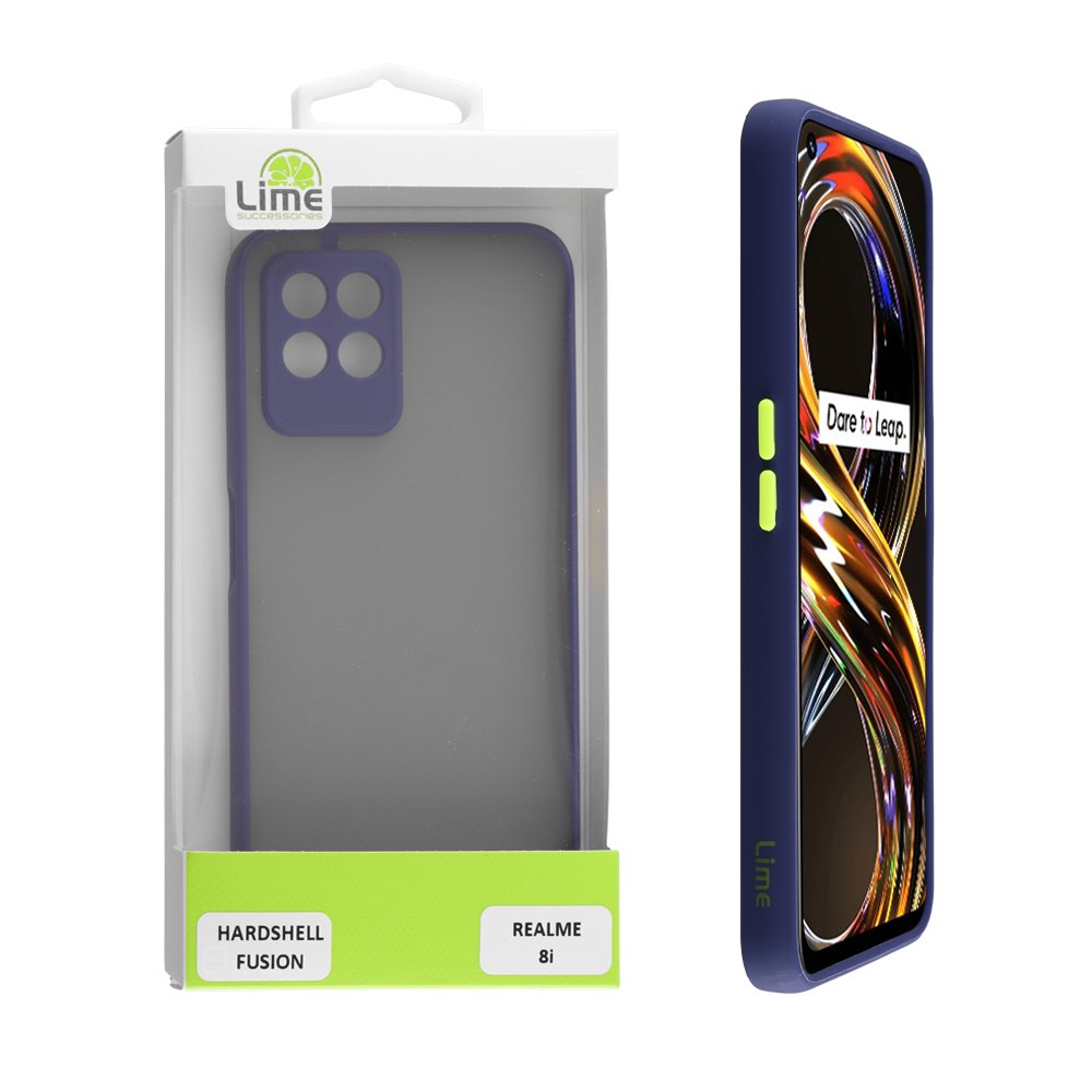 LIME ΘΗΚΗ REALME 8i 6.5" HARDSHELL FUSION FULL CAMERA PROTECTION BLUE WITH YELLOW KEYS