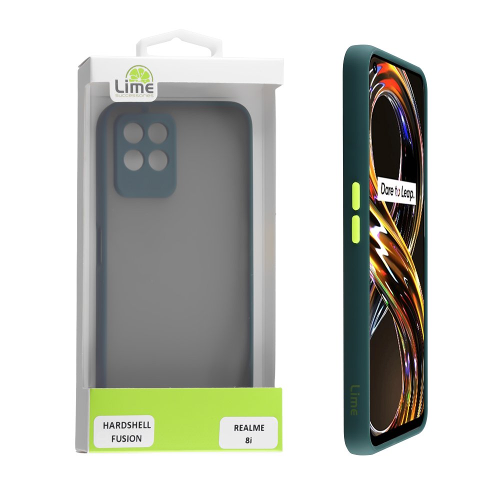 LIME ΘΗΚΗ REALME 8i 6.5" HARDSHELL FUSION FULL CAMERA PROTECTION GREEN WITH YELLOW KEYS