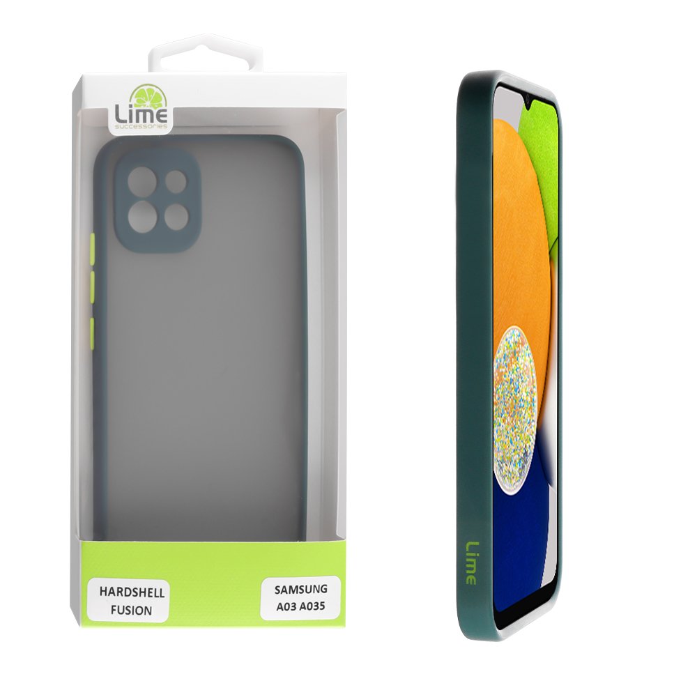 LIME ΘΗΚΗ SAMSUNG A03 A035 6.5" HARDSHELL FUSION FULL CAMERA PROTECTION GREEN WITH YELLOW KEYS