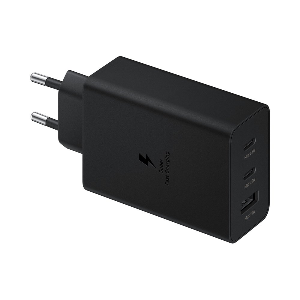 TRAVEL SAMSUNG EP-T6530NBEGEU TRIO PD 3.0 USB A 15W 5V 2A/9V 1.67A+USB C 5V 3A/9V 3A/15V 3A/20V 3.25A+USB C 65W BLACK PACKING OR