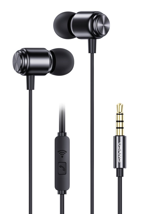 USAMS earphones με μικρόφωνο SJ548, 3.5mm, 1.2m, μαύρα