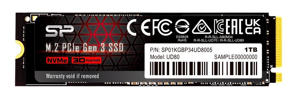 SILICON POWER SSD PCIe Gen3x4 M.2 2280 UD80, 1TB, 3.400-3.000MB/s