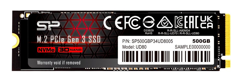 SILICON POWER SSD PCIe Gen3x4 M.2 2280 UD80, 500GB, 3.400-3.000MB/s