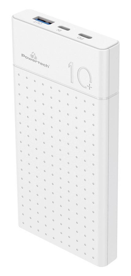 POWERTECH power bank PT-1002 10000mAh, 2x output, PD 20W & QC 18W, λευκό