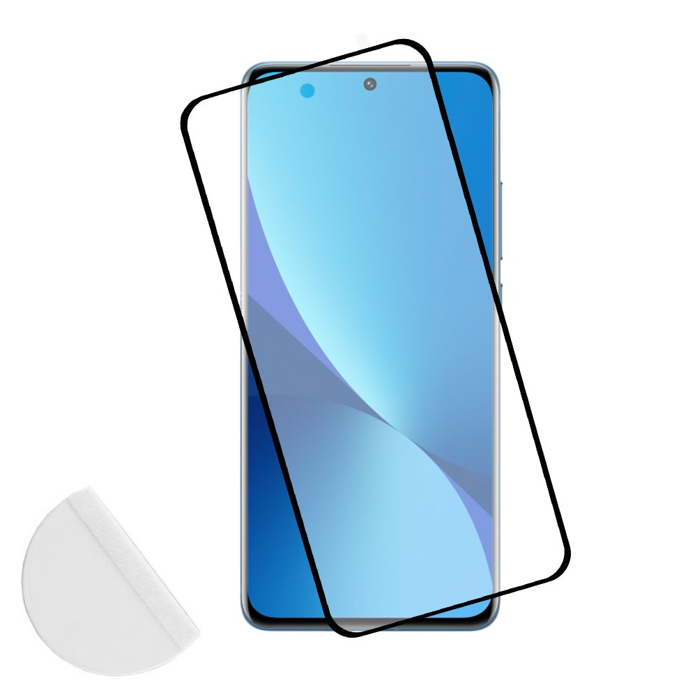 IDOL 1991 TEMPERED GLASS XIAOMI 12/12X 6.28" 9H 0.30mm 3D EDGE GLUE SEMI CURVED FINGER UNLOCK BLACK