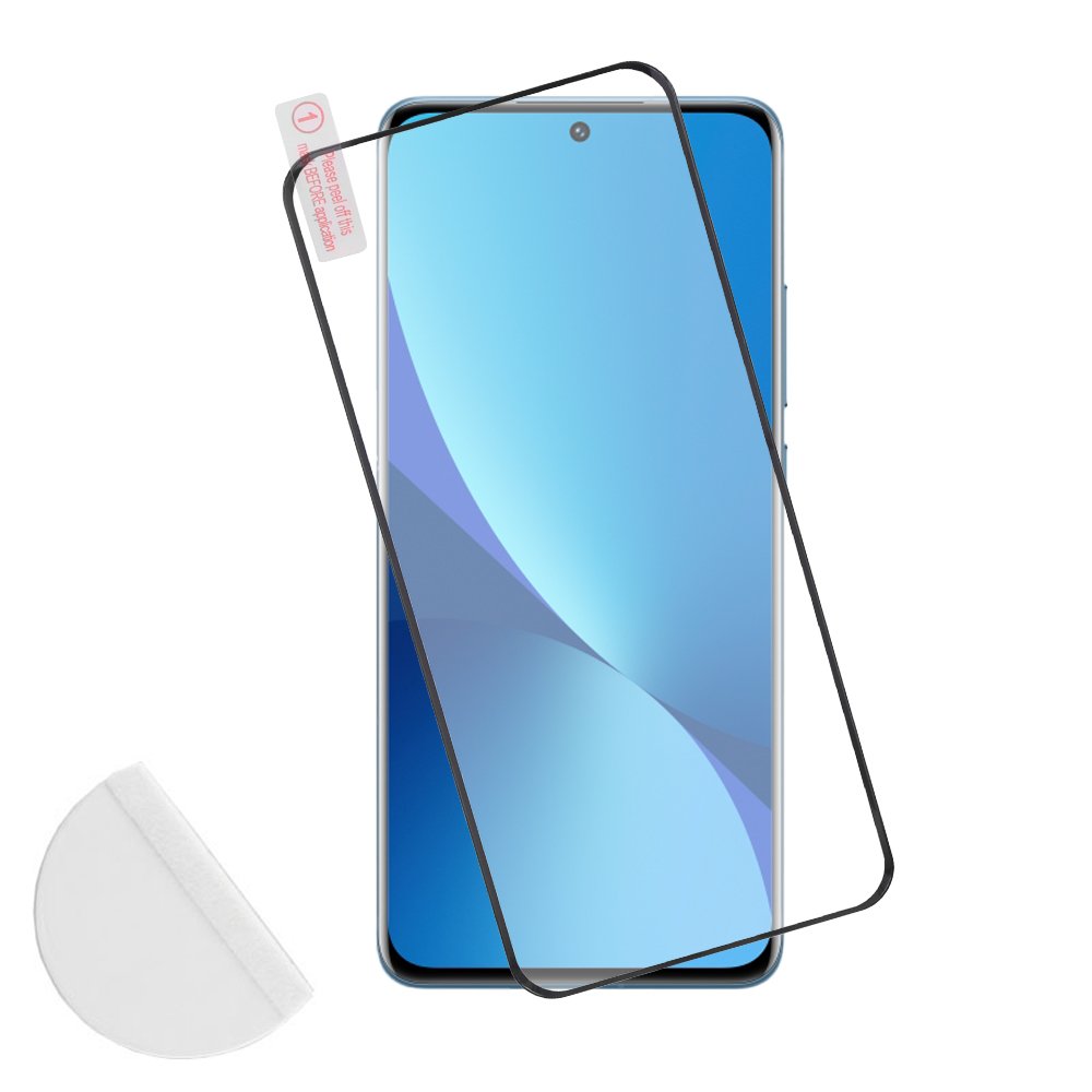 IDOL 1991 TEMPERED GLASS XIAOMI 12 PRO 6.73" 9H 0.30mm 3D FULL GLUE SEMI CURVED FINGER UNLOCK BLACK + SQUEEZY CARD