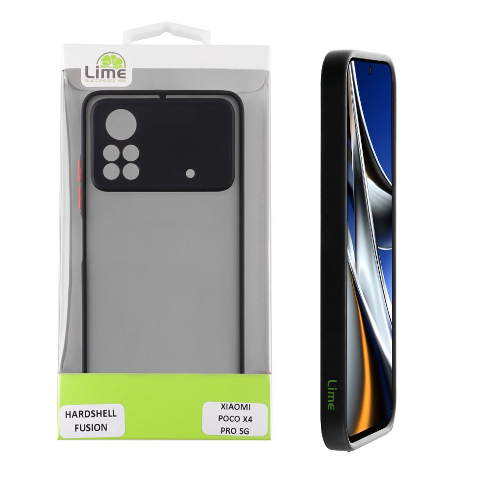 LIME ΘΗΚΗ XIAOMI POCO X4 PRO 5G 6.67" HARDSHELL FUSION FULL CAMERA PROTECTION BLACK WITH RED KEYS